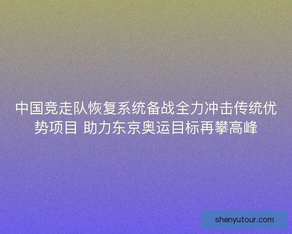中国竞走队恢复系统备战全力冲击传统优势项目 助力东京奥运目标再攀高峰