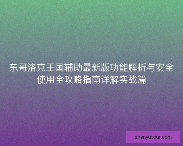 东哥洛克王国辅助最新版功能解析与安全使用全攻略指南详解实战篇