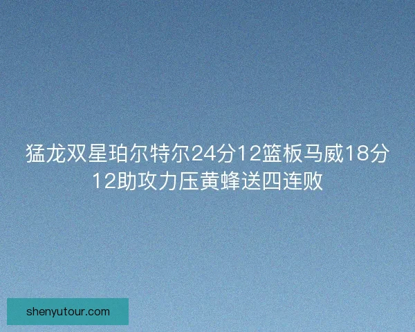 猛龙双星珀尔特尔24分12篮板马威18分12助攻力压黄蜂送四连败