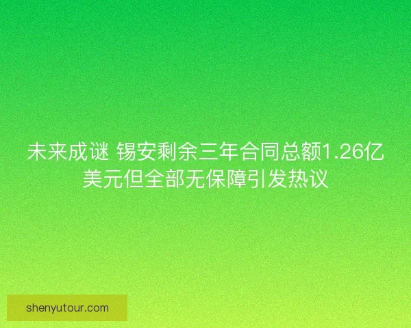 未来成谜 锡安剩余三年合同总额1.26亿美元但全部无保障引发热议